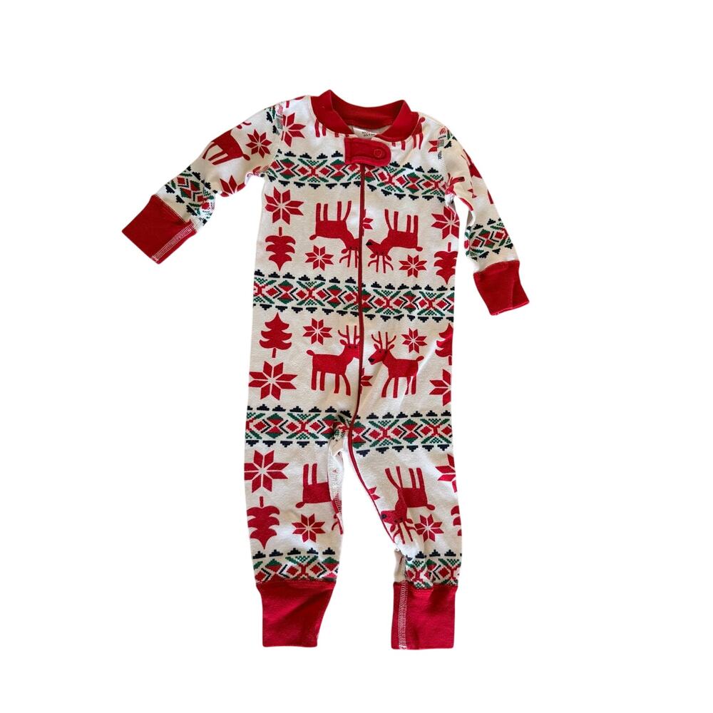 Hanna Andersson Oh Deer Christmas Print Baby Sleeper 60 - Picture 2 of 5